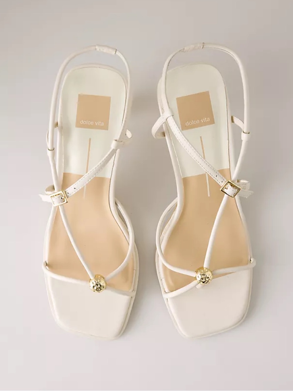 Dolce Vita Mylee Heels Creme Leather Strappy Square Toe Sandals Size 8